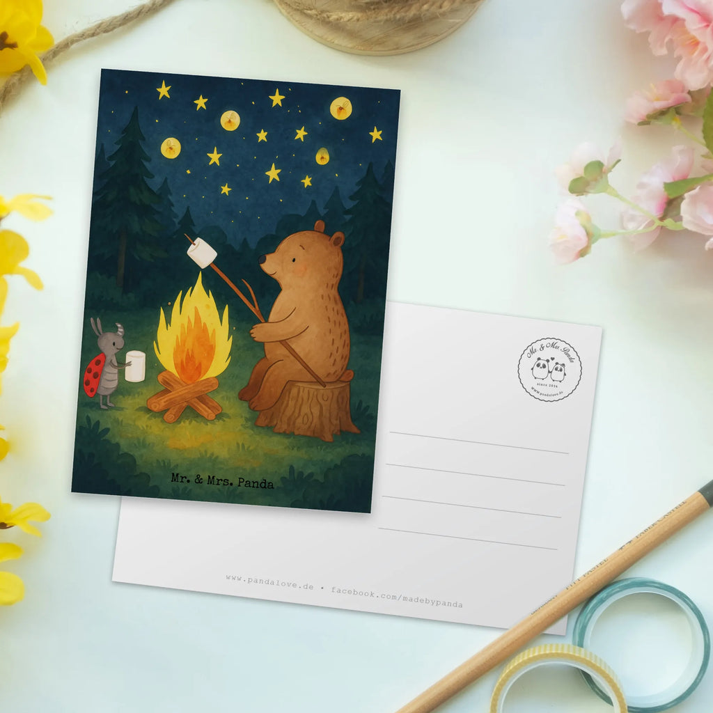 Postkarte Bär & Marienkäfer Lagerfeuer Design Postkarte, Karte, Geschenkkarte, Grußkarte, Einladung, Ansichtskarte, Geburtstagskarte, Einladungskarte, Dankeskarte, Ansichtskarten, Einladung Geburtstag, Einladungskarten Geburtstag, Bär, Teddy, Teddybär, Lagerfeuer