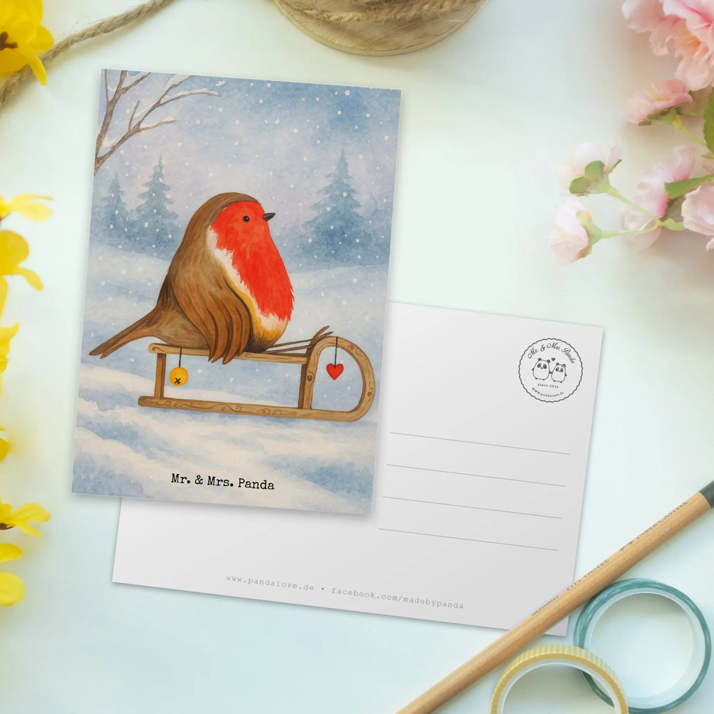 Postkarte Rotkehlchen Schlitten Design kunstkarte, Kunstkarten, Fotokarte, Motivkarte, Designkarte, Ansichtskarten, Ansichtskarte, spruchkarte, Postkarten, Grußkarte, bildkarte, Postkarte, einzelkarte, Advent, Winter, Heiligabend, Wintermotiv, Nikolaus, Weihnachten, Weihnachtsdeko, Vogel, Schlitten