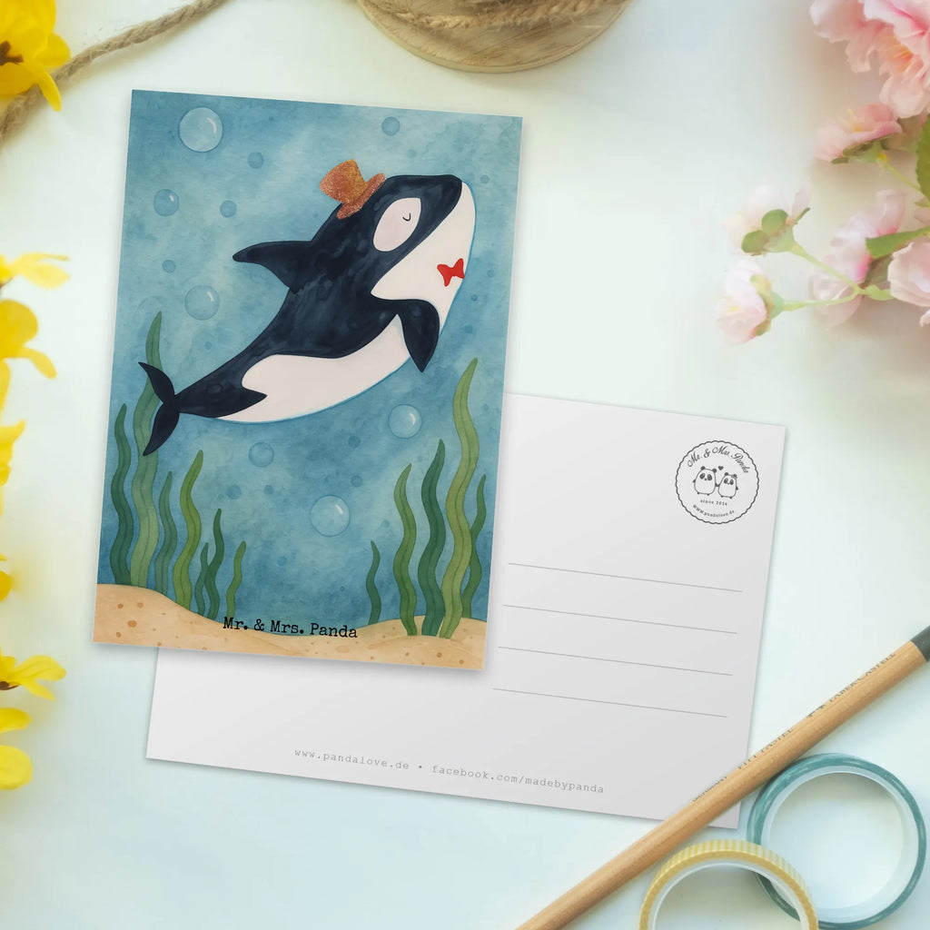 Postkarte Orca Zylinder Design Postkarte, Karte, Geschenkkarte, Grußkarte, Einladung, Ansichtskarte, Geburtstagskarte, Einladungskarte, Dankeskarte, Ansichtskarten, Einladung Geburtstag, Einladungskarten Geburtstag, Meerestiere, Meer, Urlaub, Narwal, Glitter, Konfetti, Glitzer, Geburtstag, Feier, Fete, Fest, Glückwunsch, Orca