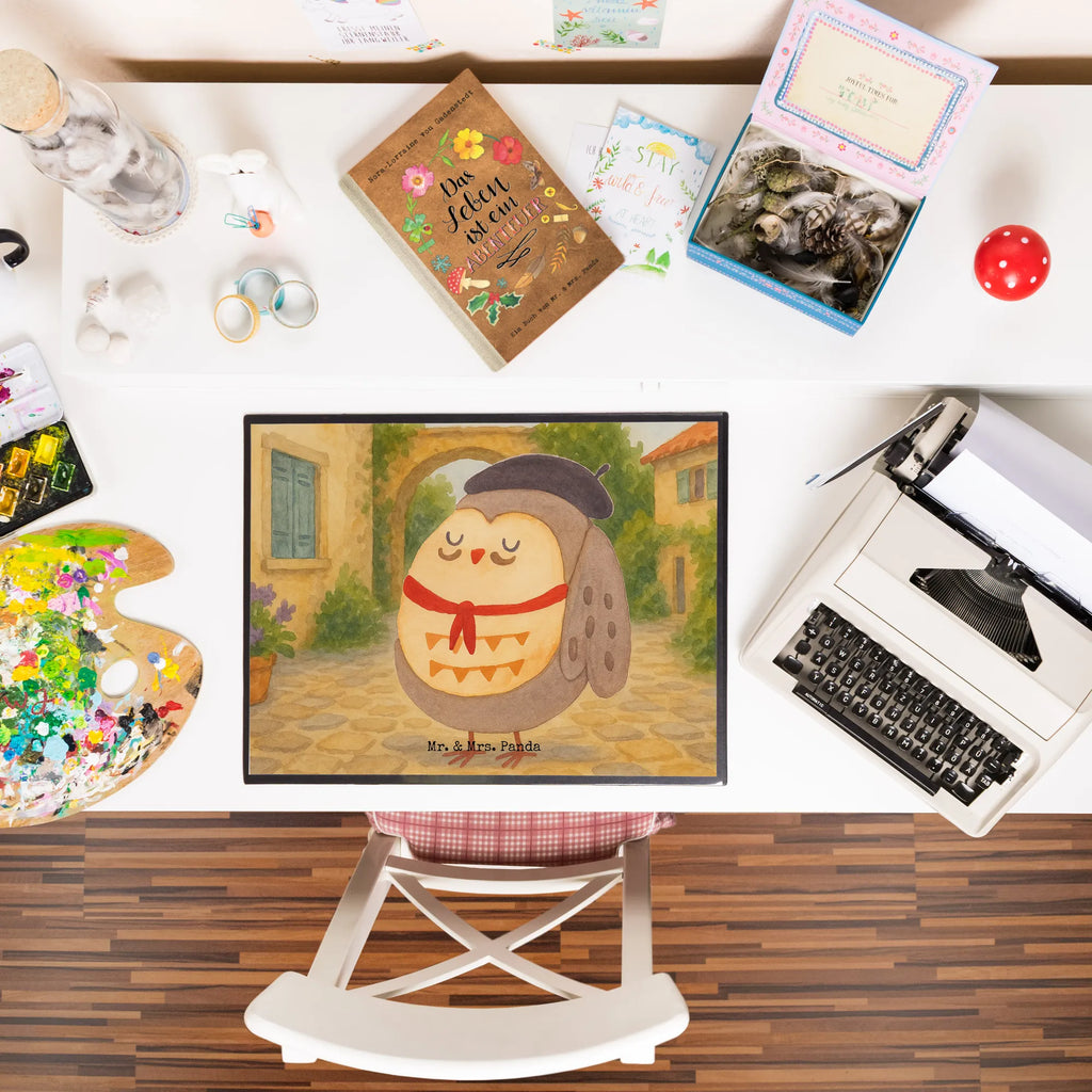 Schreibtischunterlage Eule Frankreich Design Schreibunterlage, Schreibtischauflage, Bürobedarf, Büroartikel, Schreibwaren, Schreibtisch Unterlagen, Schreibtischunterlage Groß, Eule, Eulen, Eule Deko, Owl, hibou, La vie est belle, das Leben ist schön, Spruch schön, Spruch Französisch, Frankreich