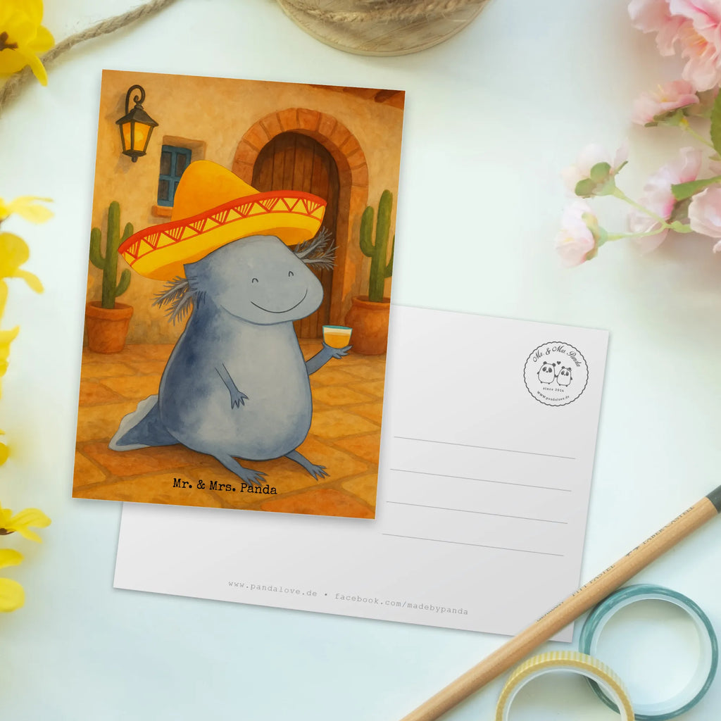 Postkarte Axolotl Tequila Design Postkarte, Karte, Geschenkkarte, Grußkarte, Einladung, Ansichtskarte, Geburtstagskarte, Einladungskarte, Dankeskarte, Ansichtskarten, Einladung Geburtstag, Einladungskarten Geburtstag, Axolotl, Molch, Mexico, Mexiko, Sombrero, Zitrone, Tequila, Motivation, Spruch, Schwanzlurch, Lurch, Lurche, Axolot, Feuerdrache, Feuersalamander