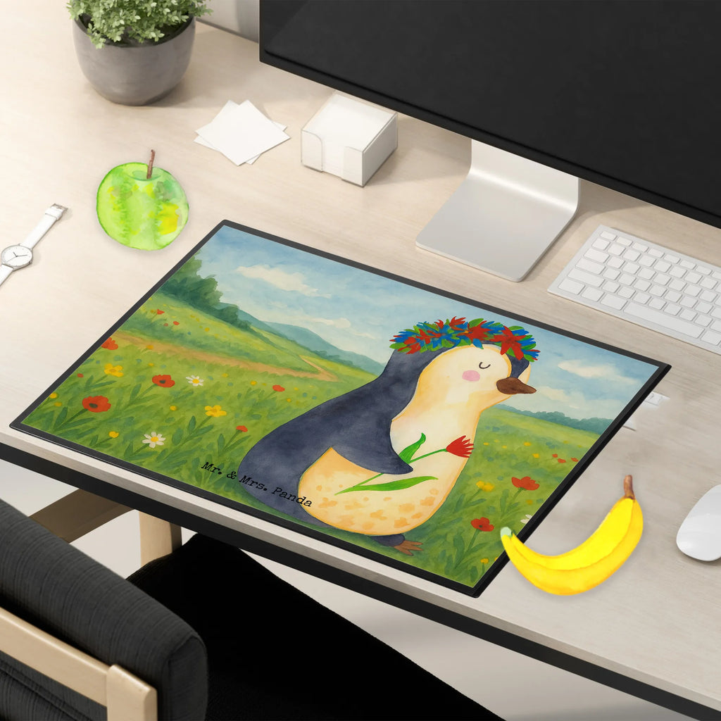 Schreibtischunterlage Pinguin Blumen Design Schreibunterlage, Schreibtischauflage, Bürobedarf, Büroartikel, Schreibwaren, Schreibtisch Unterlagen, Schreibtischunterlage Groß, Pinguin, Pinguine, Blumenkranz, Universum, Leben, Wünsche, Ziele, Lebensziele, Motivation, Lebenslust, Liebeskummer, Geschenkidee