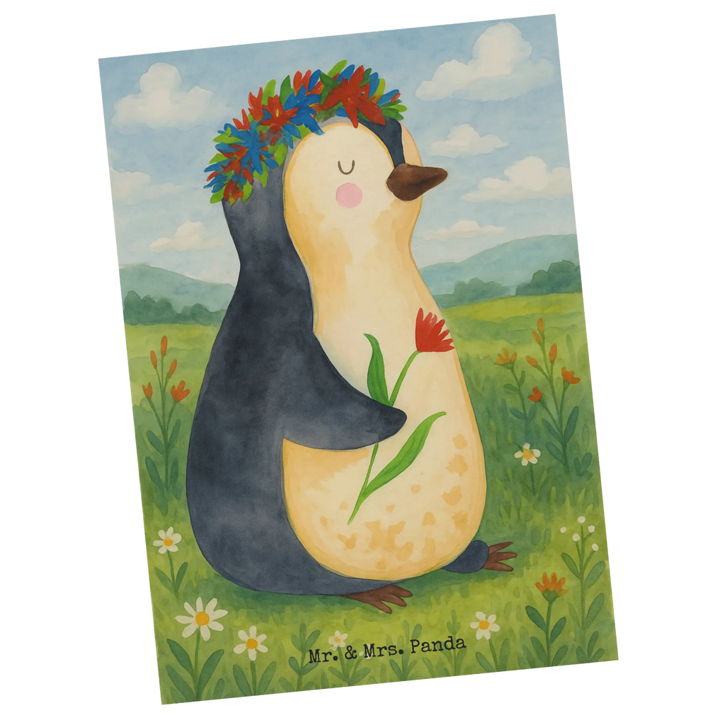 Pocztówka pingwin kwiaty Design Ansichtskarte, kunstkarte, Ansichtskarten, Fotokarte, Designkarte, Postkarten, spruchkarte, bildkarte, einzelkarte, Grußkarte, Kunstkarten, Motivkarte, Postkarte, Pinguin, Motivation, Blumenkranz, Pinguine, Wünsche, Lebenslust, Geschenkidee, Ziele, Liebeskummer, Universum, Lebensziele, Leben