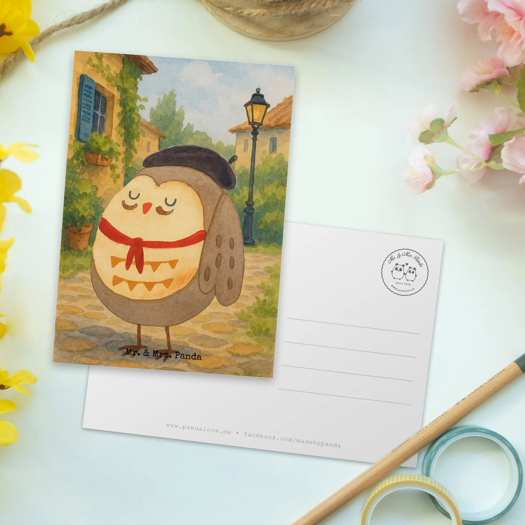 Postkarte Eule Frankreich Design Postkarte, Karte, Geschenkkarte, Grußkarte, Einladung, Ansichtskarte, Geburtstagskarte, Einladungskarte, Dankeskarte, Ansichtskarten, Einladung Geburtstag, Einladungskarten Geburtstag, Eule, Eulen, Eule Deko, Owl, hibou, La vie est belle, das Leben ist schön, Spruch schön, Spruch Französisch, Frankreich