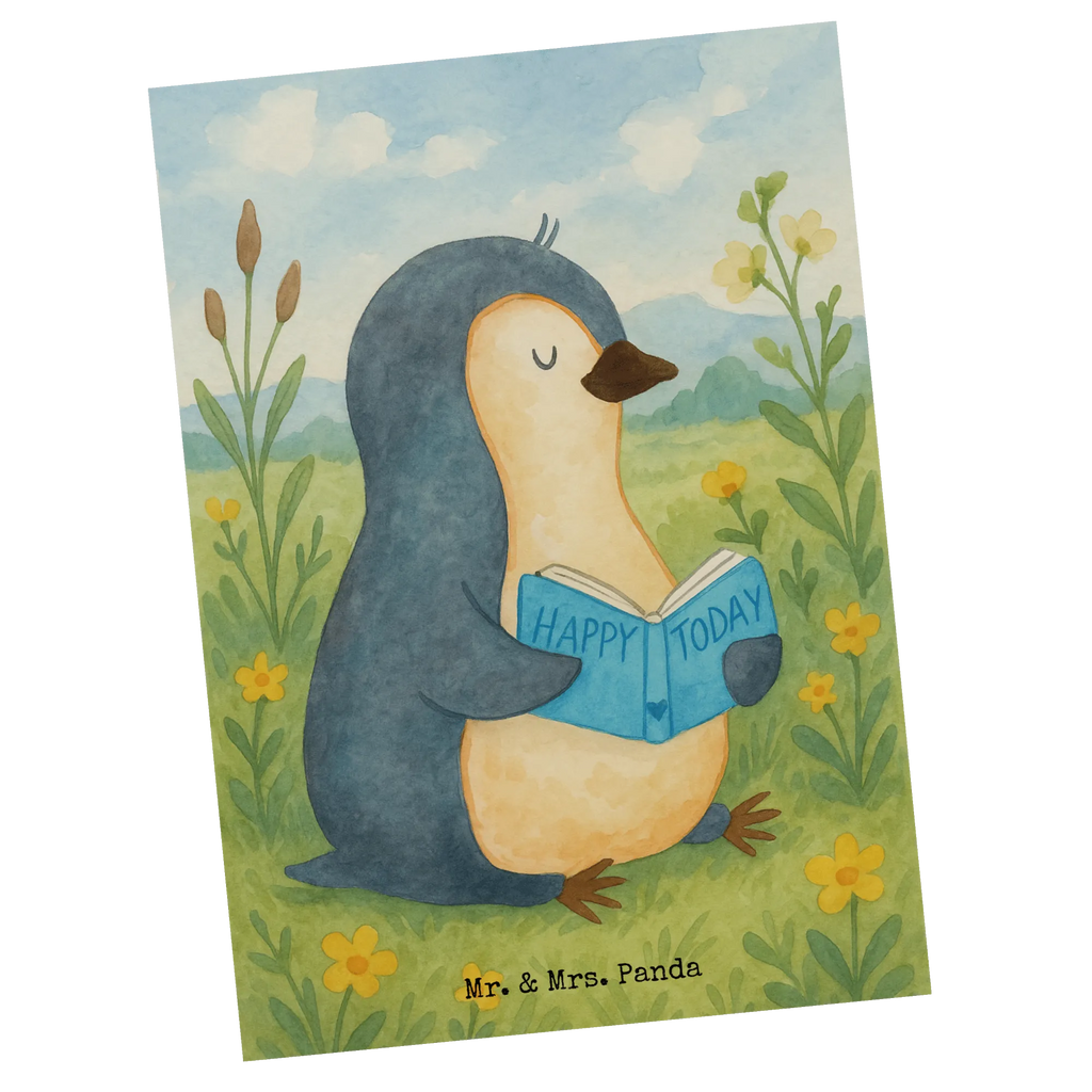 Postcard Penguin A book Design North Pole, Penguins, holidays, book, reading, bookworm, lazing around, vacation, doing nothing, leisure, penguins