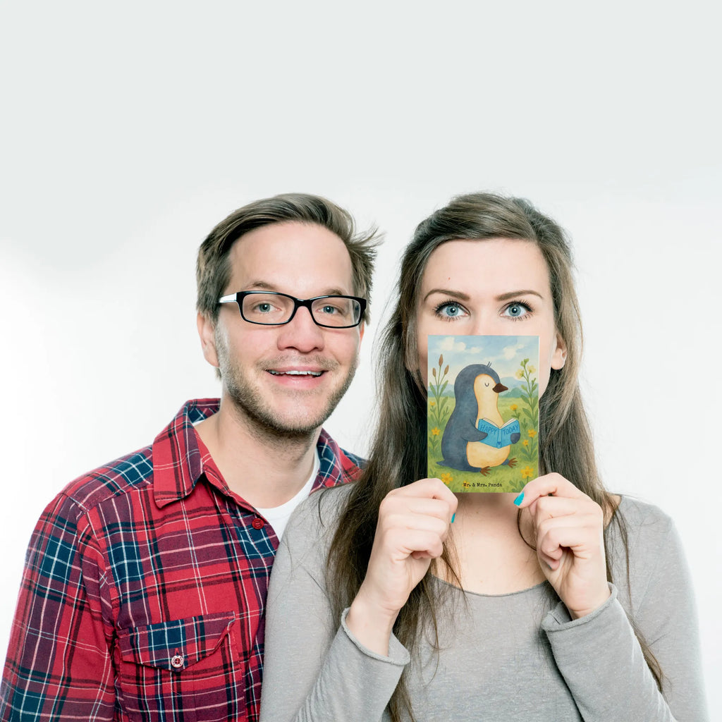 Postcard Penguin A book Design North Pole, Penguins, holidays, book, reading, bookworm, lazing around, vacation, doing nothing, leisure, penguins