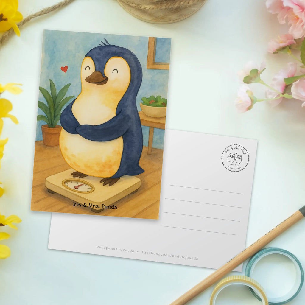 Postcard Penguin diet Design North Pole, Penguins, body love, weight, losing weight, penguins, self-love, self-respect, diet