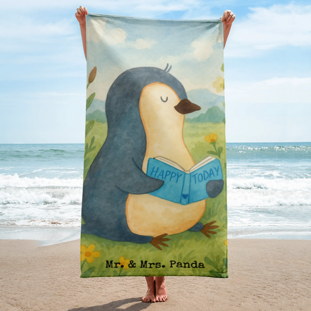 XL Badehandtuch Pinguin Buch Design Handtuch, Badetuch, Duschtuch, Strandtuch, Saunatuch, Pinguin, Pinguine, Buch, Lesen, Bücherwurm, Nichtstun, Faulenzen, Ferien, Urlaub, Freizeit