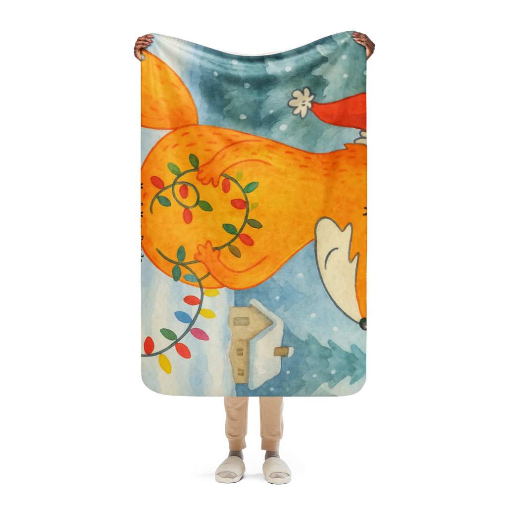 Sherpa Kuscheldecke Fuchs Weihnachten Design Winter, Weihnachten, Weihnachtsdeko, Nikolaus, Advent, Heiligabend, Wintermotiv, Fuchs, Füchse, Weihnachtszeit, Spruch schön, Geschenk Weihnachten, Weihnachtsmann