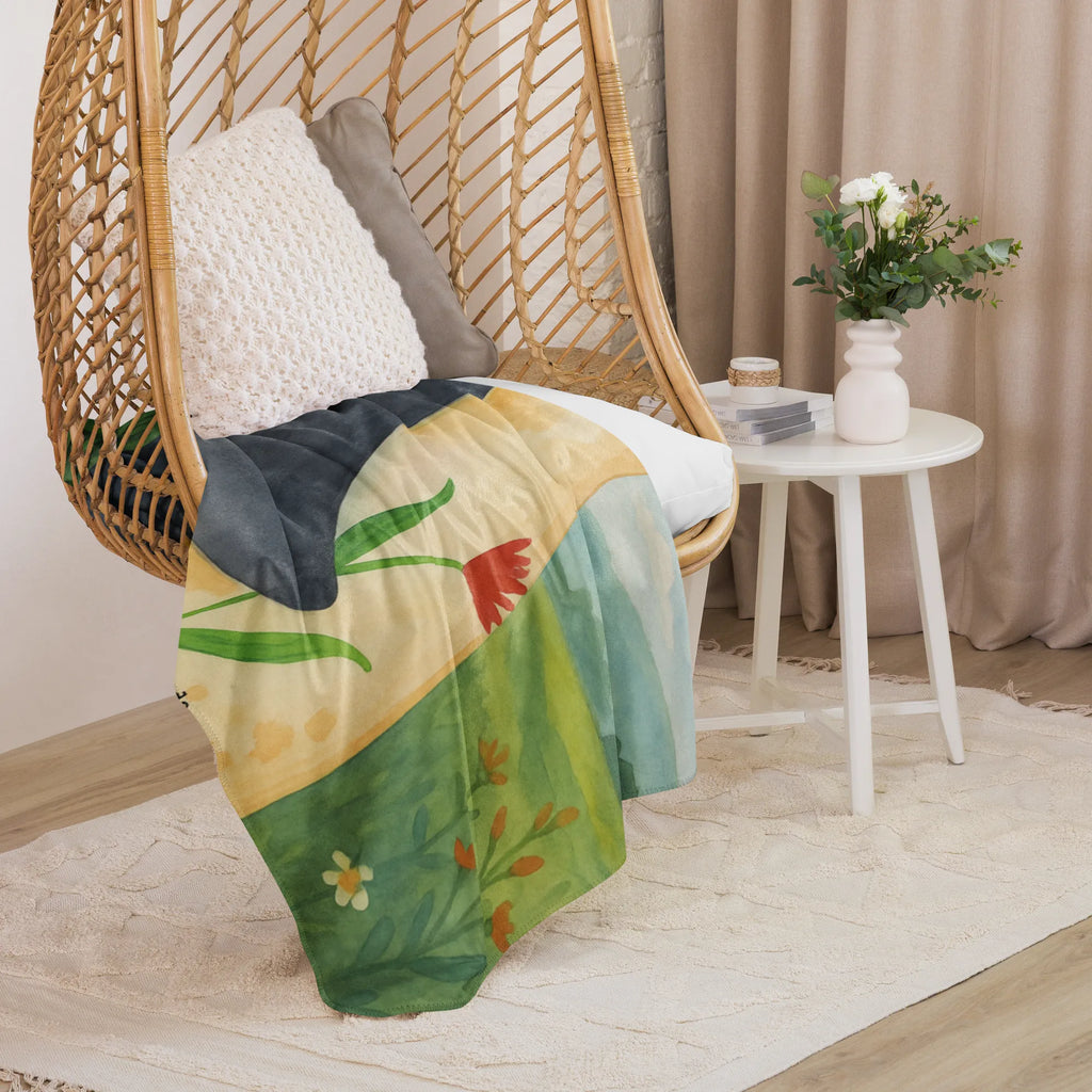 Sherpa Kuscheldecke Pinguin Blumen Design Pinguin, Liebeskummer, Universum, Pinguine, Lebenslust, Wünsche, Leben, Motivation, Lebensziele, Ziele, Blumenkranz, Geschenkidee