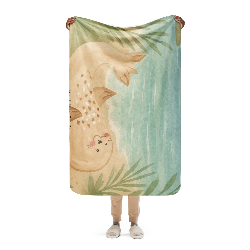 Sherpa Kuscheldecke Robbe Liegen Design Tiermotive, Gute Laune, lustige Sprüche, Tiere, Meerestier, Nordsee, Robbe, Strand, Robben, Ostsee, Lachen, Freude, Seehund