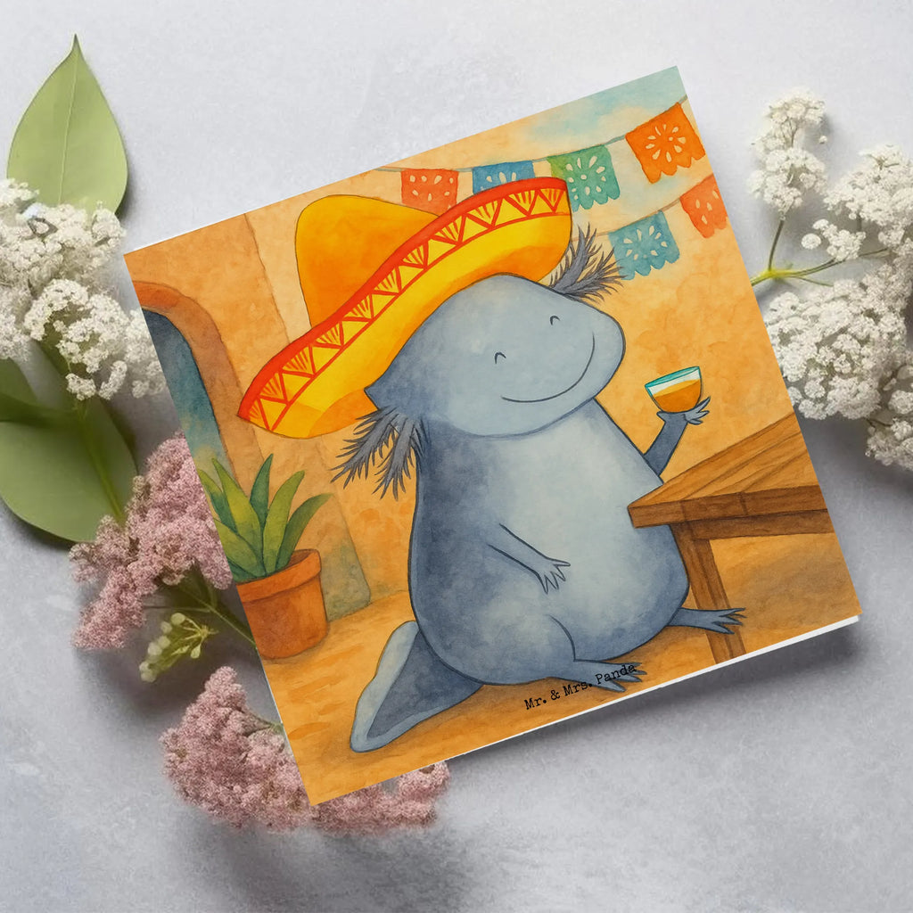 Deluxe Karte Axolotl Tequila Design Karte, Grußkarte, Klappkarte, Einladungskarte, Glückwunschkarte, Hochzeitskarte, Geburtstagskarte, Hochwertige Grußkarte, Hochwertige Klappkarte, Axolotl, Molch, Mexico, Mexiko, Sombrero, Zitrone, Tequila, Motivation, Spruch, Schwanzlurch, Lurch, Lurche, Axolot, Feuerdrache, Feuersalamander