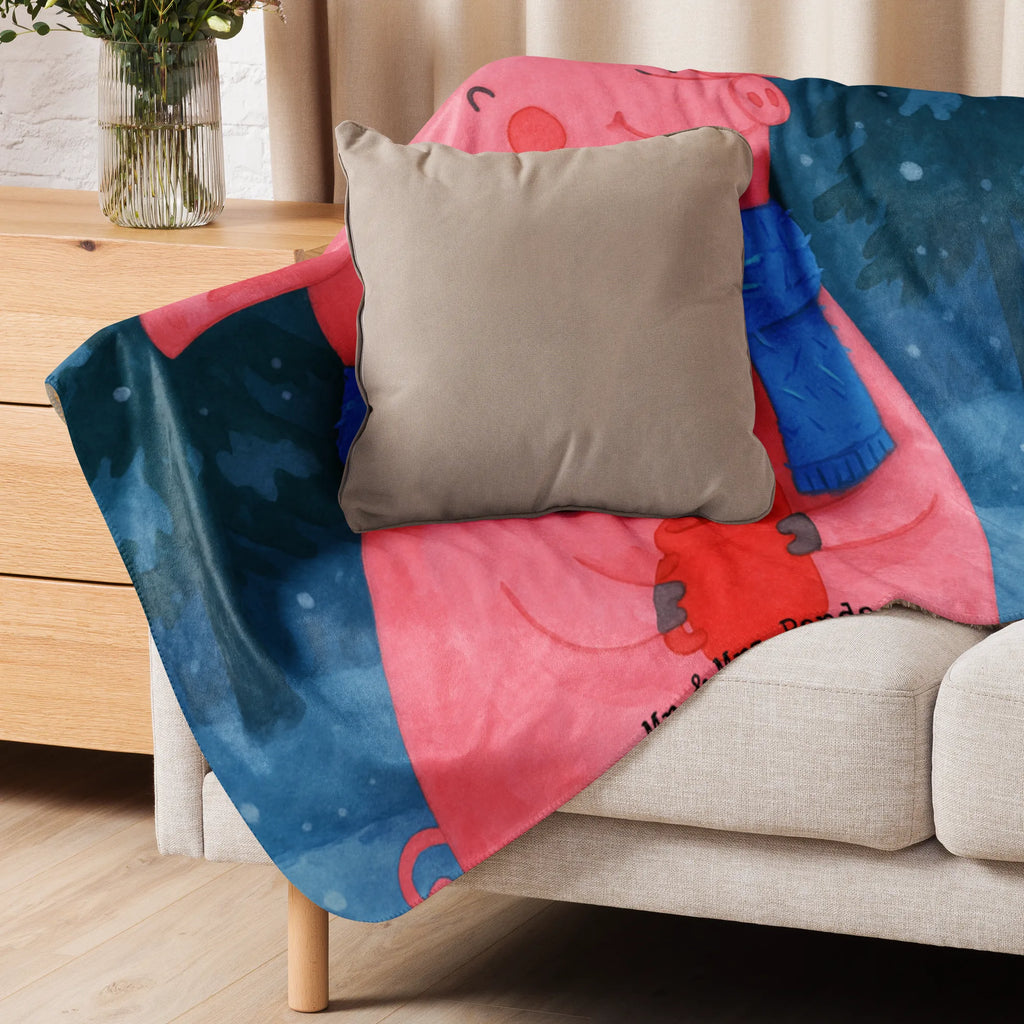 Sherpa Kuscheldecke Schweinchen Glühwein Design Winter, Weihnachten, Weihnachtsdeko, Nikolaus, Advent, Heiligabend, Wintermotiv, Betrunken, Spruch, Weihnachtsmarkt, Glühwein