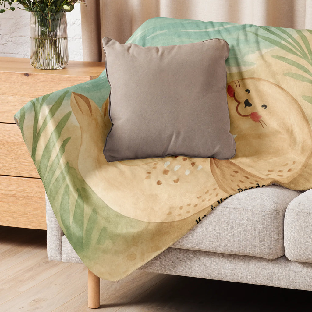 Sherpa Kuscheldecke Robbe Liegen Design Tiermotive, Gute Laune, lustige Sprüche, Tiere, Meerestier, Nordsee, Robbe, Strand, Robben, Ostsee, Lachen, Freude, Seehund