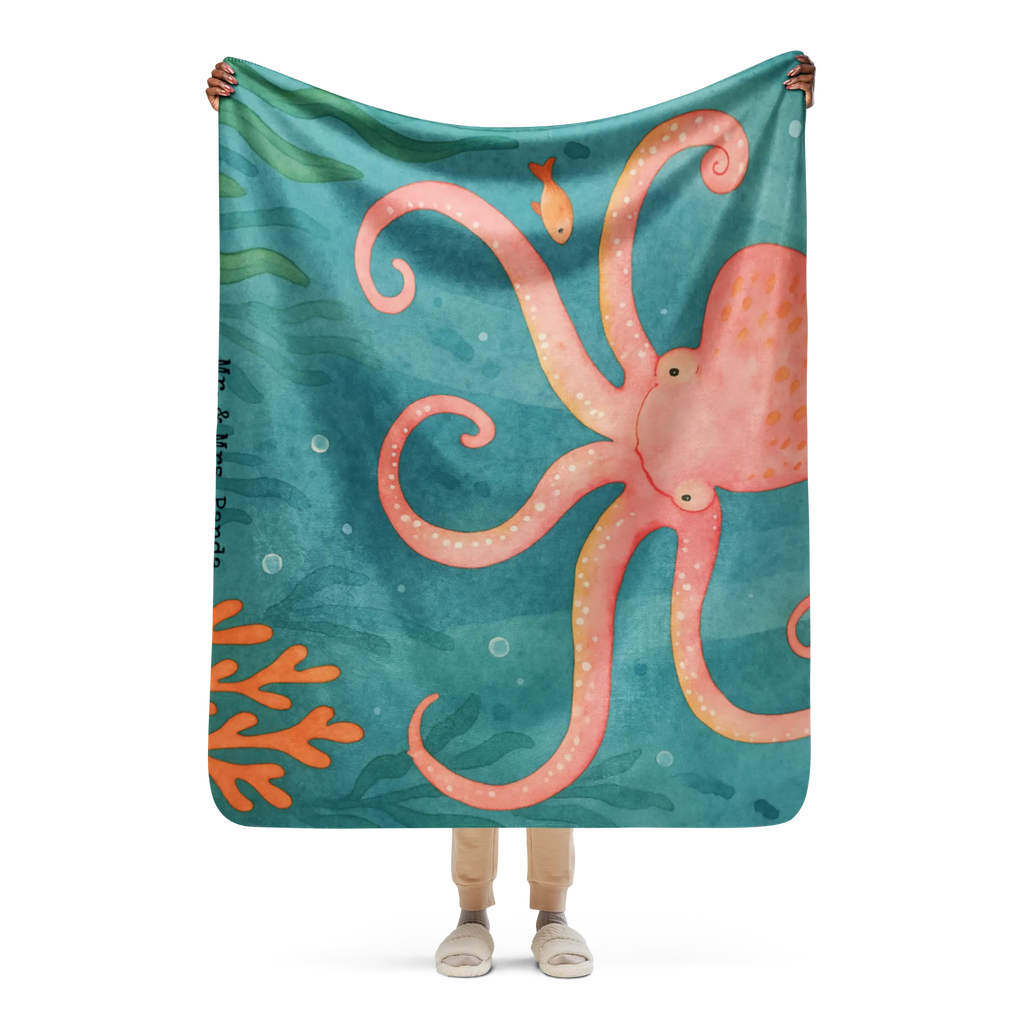 Sherpa Kuscheldecke Tintenfisch Design Tiermotive, Gute Laune, lustige Sprüche, Tiere, Meerestier, Tintenfisch, Arme, Wasser, Meer, Ozean, Krake