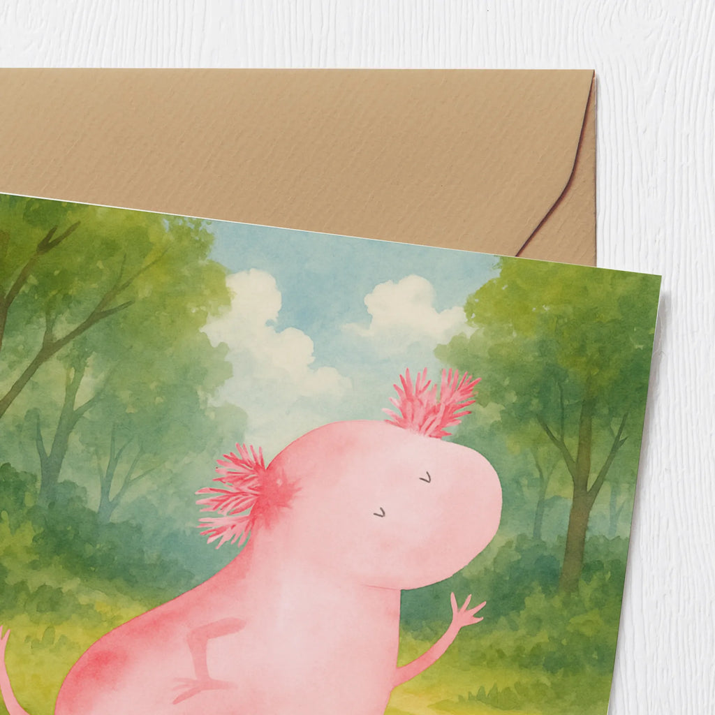 Deluxe Karte Axolotl Tanzen Design Karte, Grußkarte, Klappkarte, Einladungskarte, Glückwunschkarte, Hochzeitskarte, Geburtstagskarte, Hochwertige Grußkarte, Hochwertige Klappkarte, Axolotl, Molch, Axolot, Schwanzlurch, Lurch, Lurche, Dachschaden, Sterne, verrückt, Freundin, beste Freundin