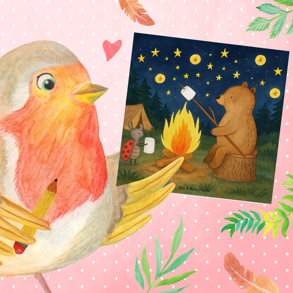Deluxe Karte Bär & Marienkäfer Lagerfeuer Design Karte, Grußkarte, Klappkarte, Einladungskarte, Glückwunschkarte, Hochzeitskarte, Geburtstagskarte, Hochwertige Grußkarte, Hochwertige Klappkarte, Bär, Teddy, Teddybär, Lagerfeuer