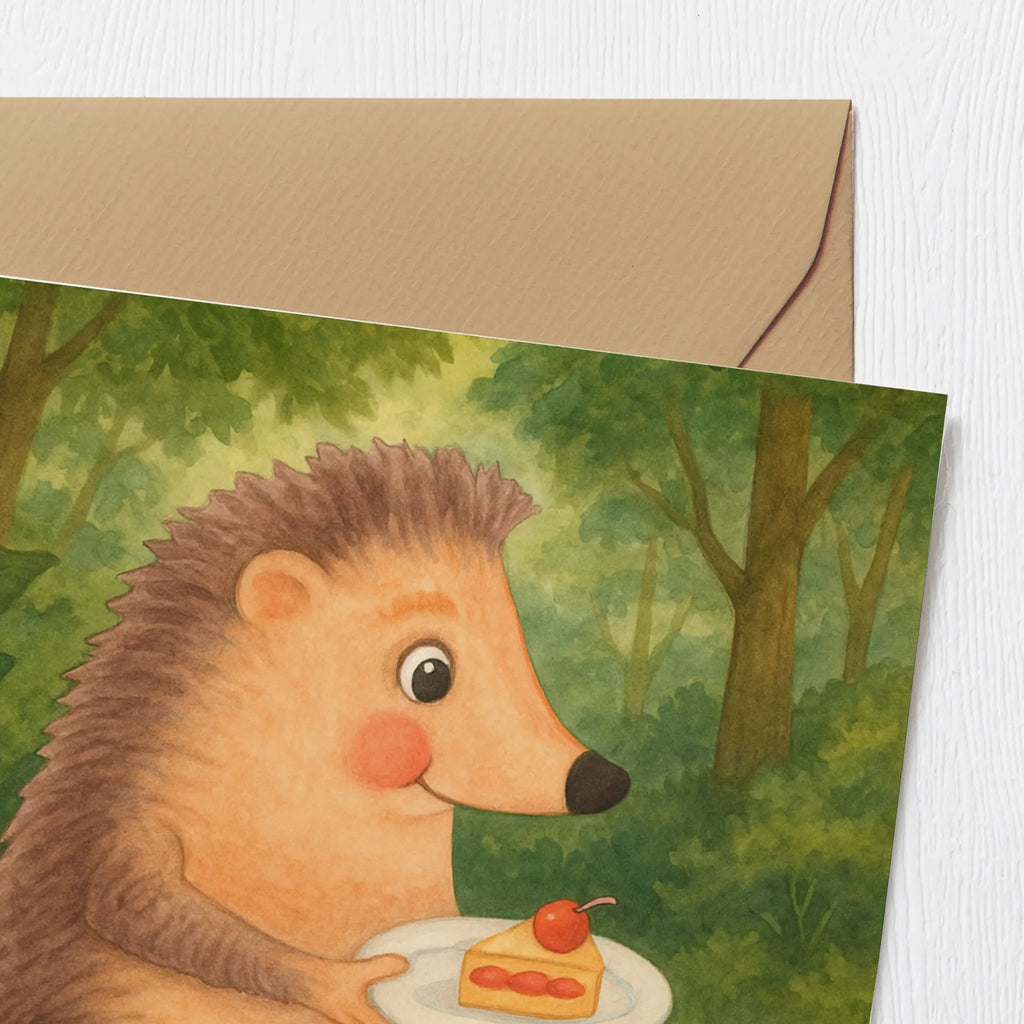 Deluxe Karte Igel Kuchenstück Design Karte, Grußkarte, Klappkarte, Einladungskarte, Glückwunschkarte, Hochzeitskarte, Geburtstagskarte, Hochwertige Grußkarte, Hochwertige Klappkarte, Tiermotive, Gute Laune, lustige Sprüche, Tiere, Igel, Essen Spruch, Kuchen, Backen Geschenk, Kuchen backen, Einladung Party, Geburtstagskuchen, Torte