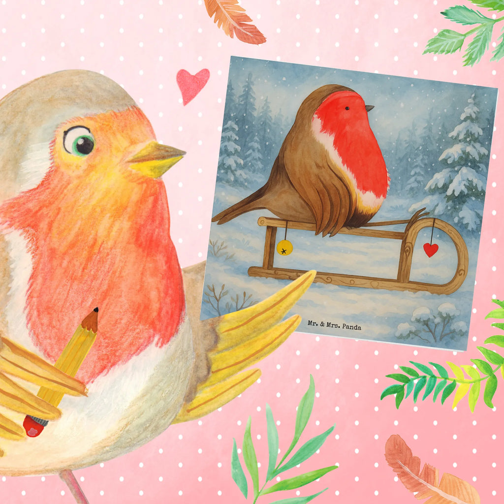 Deluxe Karte Rotkehlchen Schlitten Design Karte, Grußkarte, Klappkarte, Einladungskarte, Glückwunschkarte, Hochzeitskarte, Geburtstagskarte, Hochwertige Grußkarte, Hochwertige Klappkarte, Winter, Weihnachten, Weihnachtsdeko, Nikolaus, Advent, Heiligabend, Wintermotiv, Schlitten, Vogel