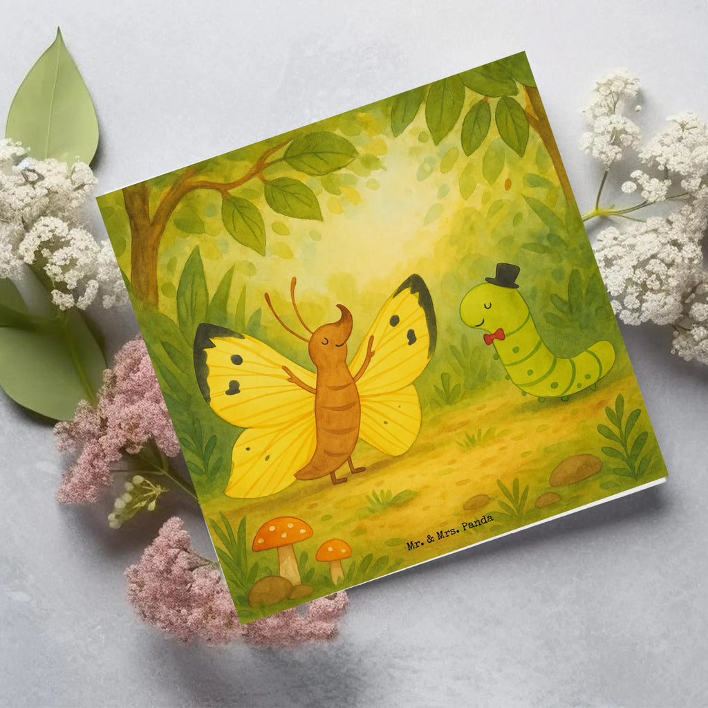 Deluxe Karte Raupe Schmetterling Design Karte, Grußkarte, Klappkarte, Einladungskarte, Glückwunschkarte, Hochzeitskarte, Geburtstagskarte, Hochwertige Grußkarte, Hochwertige Klappkarte, Tiermotive, Gute Laune, lustige Sprüche, Tiere, Raupe, Schmetterling, Zitronenfalter, Entwicklung, Erwachsen werden, Kokon, Hut, Hütchen, Schönheit, Aufwachsen