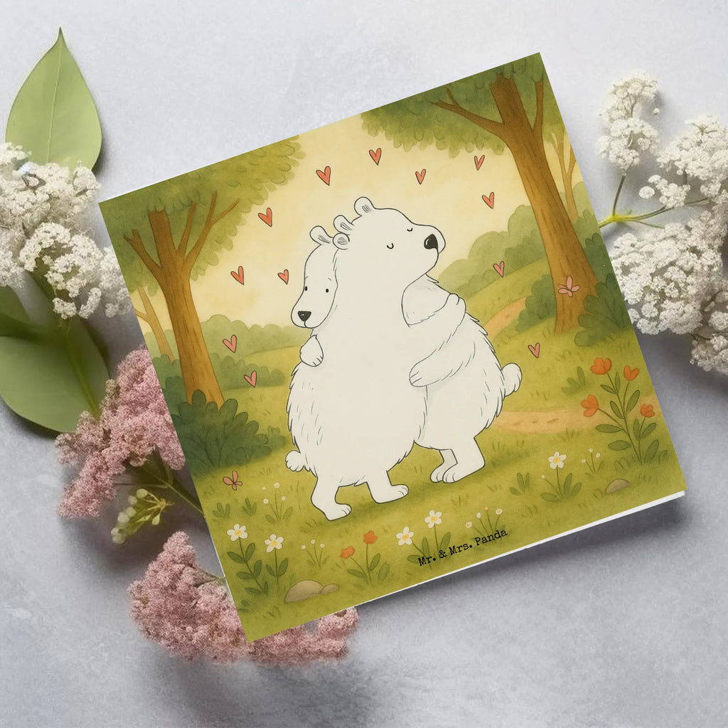 Deluxe Karte Eisbär Umarmen Design Karte, Grußkarte, Klappkarte, Einladungskarte, Glückwunschkarte, Hochzeitskarte, Geburtstagskarte, Hochwertige Grußkarte, Hochwertige Klappkarte, Tiermotive, Gute Laune, lustige Sprüche, Tiere