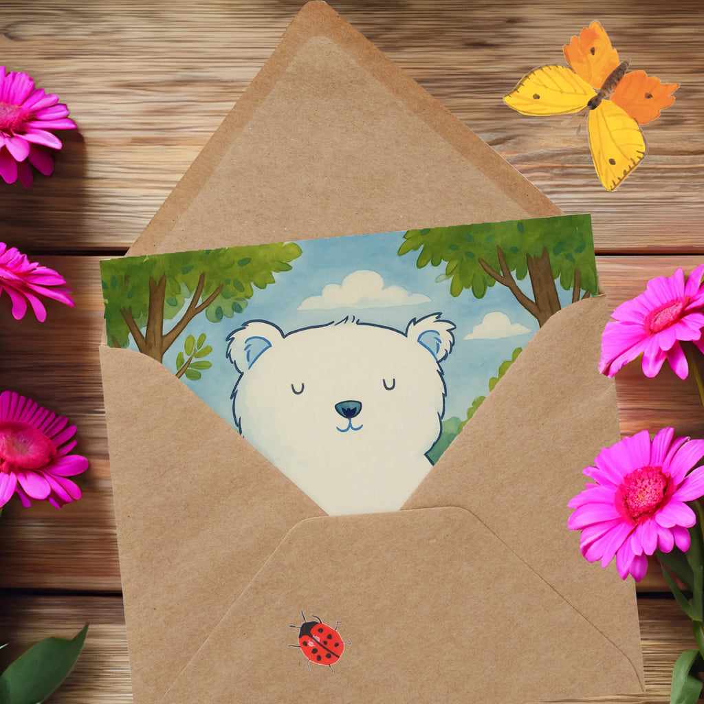 Deluxe Karte Eisbär Faul Design Karte, Grußkarte, Klappkarte, Einladungskarte, Glückwunschkarte, Hochzeitskarte, Geburtstagskarte, Hochwertige Grußkarte, Hochwertige Klappkarte, Bär, Teddy, Teddybär, Eisbär, Nordpol, Faul, Entspannen, Relaxen, Büro, Arbeit, Bürojob, Arbeitsplatz, Homeoffice