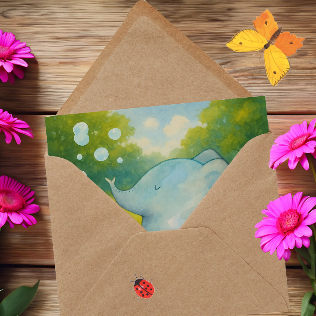 Deluxe Karte Elefant Seifenblasen Design Karte, Grußkarte, Klappkarte, Einladungskarte, Glückwunschkarte, Hochzeitskarte, Geburtstagskarte, Hochwertige Grußkarte, Hochwertige Klappkarte, Tiermotive, Gute Laune, lustige Sprüche, Tiere, Elefant, Elefanten, Dickhäuter, Rüsseltier, Seifenblasen, Liebe, Heimat, Gefühl. Daheim, Liebesbeweis, Liebesspruch