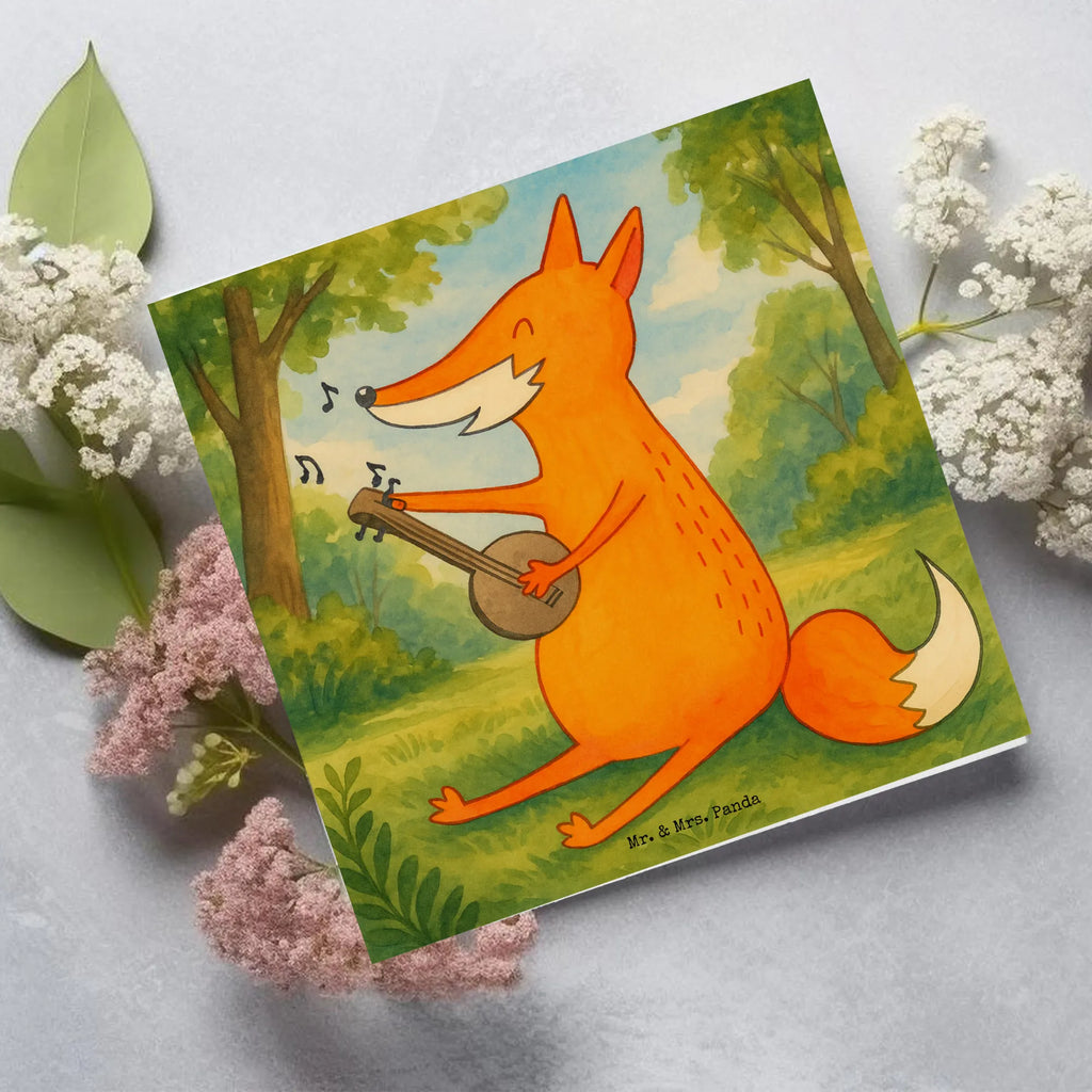 Deluxe Karte Fuchs Gitarre Design Karte, Grußkarte, Klappkarte, Einladungskarte, Glückwunschkarte, Hochzeitskarte, Geburtstagskarte, Hochwertige Grußkarte, Hochwertige Klappkarte, Fuchs, Füchse, Geschenk Musiker, Musik Spruch, Musikerin, Sänger, Sängerin, Gitarre
