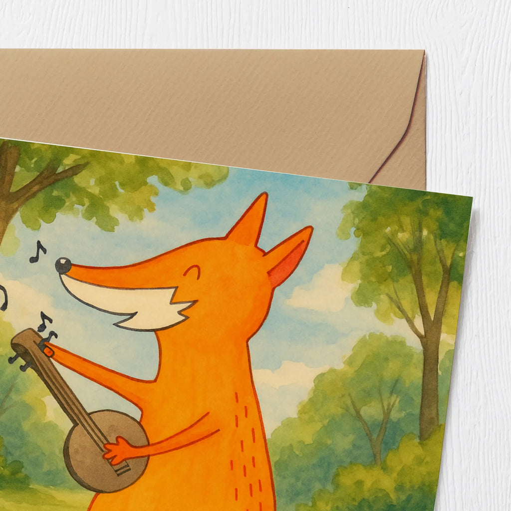 Deluxe Karte Fuchs Gitarre Design Karte, Grußkarte, Klappkarte, Einladungskarte, Glückwunschkarte, Hochzeitskarte, Geburtstagskarte, Hochwertige Grußkarte, Hochwertige Klappkarte, Fuchs, Füchse, Geschenk Musiker, Musik Spruch, Musikerin, Sänger, Sängerin, Gitarre