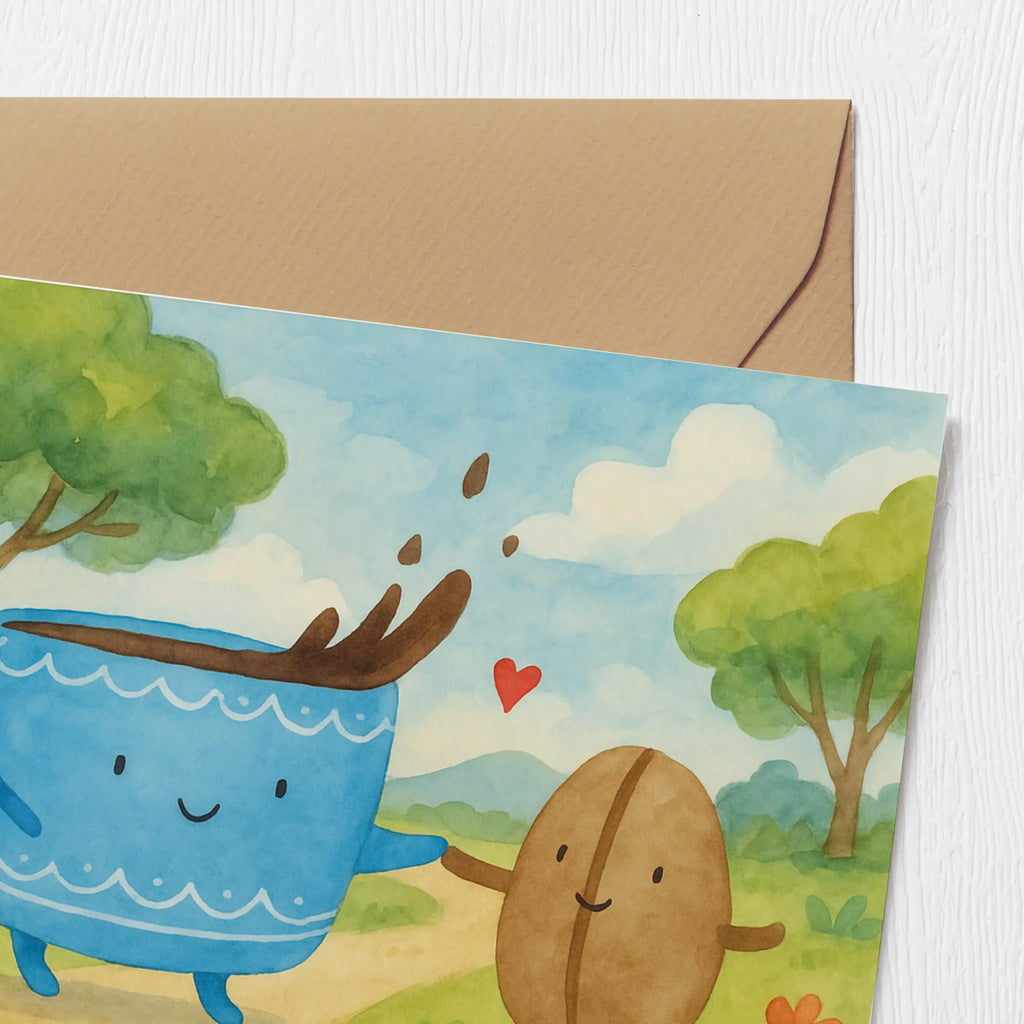 Deluxe Karte Kaffee Bohne Design Karte, Grußkarte, Klappkarte, Einladungskarte, Glückwunschkarte, Hochzeitskarte, Geburtstagskarte, Hochwertige Grußkarte, Hochwertige Klappkarte, Tiermotive, Gute Laune, lustige Sprüche, Tiere, Kaffee, Kaffeebohne, Genuss, Zufriedenheit, Glück