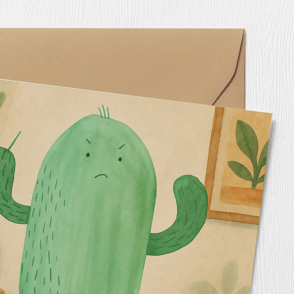Deluxe Karte Kaktus Wut Design Karte, Grußkarte, Klappkarte, Einladungskarte, Glückwunschkarte, Hochzeitskarte, Geburtstagskarte, Hochwertige Grußkarte, Hochwertige Klappkarte, Kaktus, Kakteen, ärgern, Büro, Schule, Büroalltag, Chefin, Kollege, Kollegin, wütend