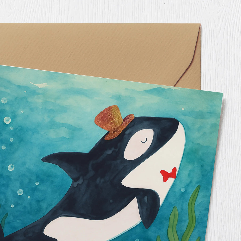Deluxe Karte Orca Zylinder Design Karte, Grußkarte, Klappkarte, Einladungskarte, Glückwunschkarte, Hochzeitskarte, Geburtstagskarte, Hochwertige Grußkarte, Hochwertige Klappkarte, Meerestiere, Meer, Urlaub, Narwal, Glitter, Konfetti, Glitzer, Geburtstag, Feier, Fete, Fest, Glückwunsch, Orca