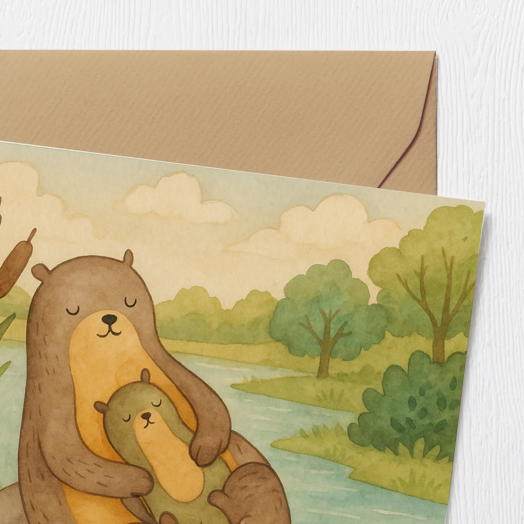 Deluxe Karte Otter Kind Design Karte, Grußkarte, Klappkarte, Einladungskarte, Glückwunschkarte, Hochzeitskarte, Geburtstagskarte, Hochwertige Grußkarte, Hochwertige Klappkarte, Otter, Fischotter, Seeotter, Otter Seeotter See Otter