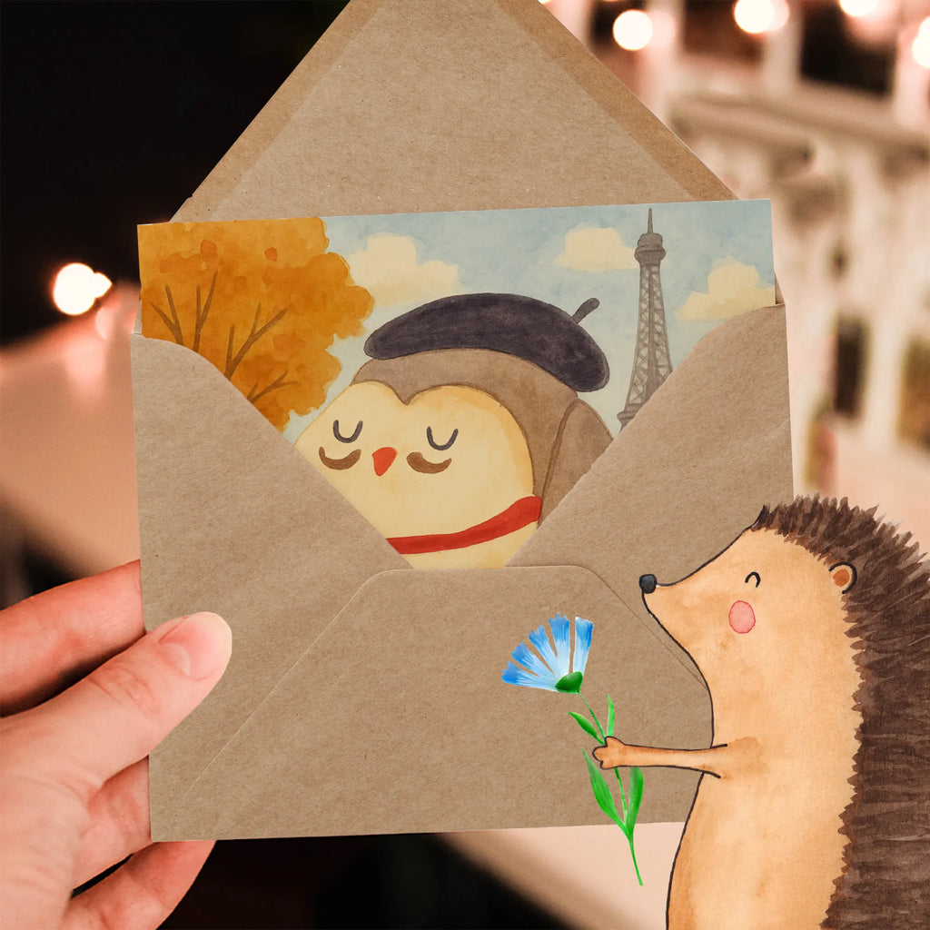 Deluxe Karte Eule Frankreich Design Karte, Grußkarte, Klappkarte, Einladungskarte, Glückwunschkarte, Hochzeitskarte, Geburtstagskarte, Hochwertige Grußkarte, Hochwertige Klappkarte, Eule, Eulen, Eule Deko, Owl, hibou, La vie est belle, das Leben ist schön, Spruch schön, Spruch Französisch, Frankreich