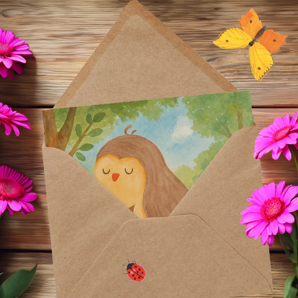 Deluxe Karte Eule Zufrieden Design Karte, Grußkarte, Klappkarte, Einladungskarte, Glückwunschkarte, Hochzeitskarte, Geburtstagskarte, Hochwertige Grußkarte, Hochwertige Klappkarte, Eule, Eule Spruch, Eule deko, Owl, Liebe Spruch, Romantisch, Wortspiel lustig, Spruch schön, Geschenk Hochzeitstag