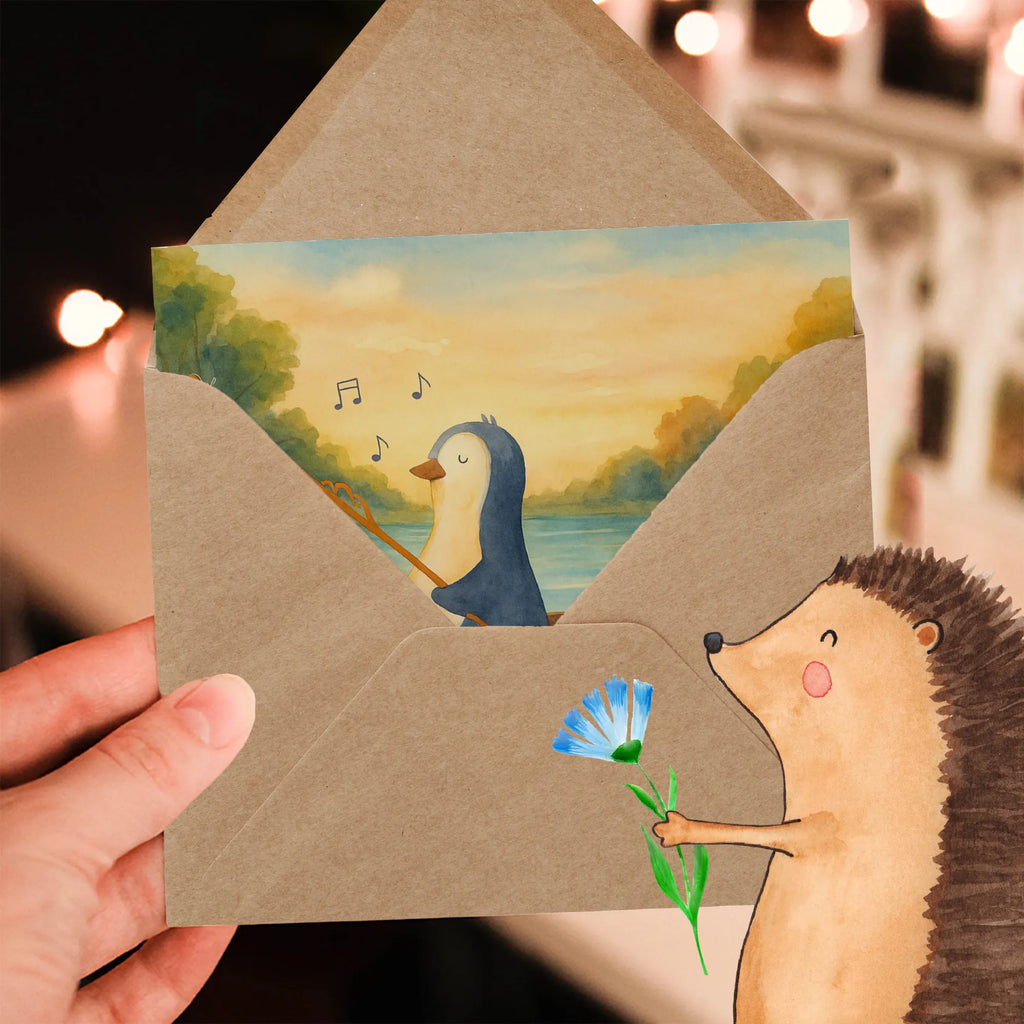 Deluxe Karte Pinguin Angelboot Design Karte, Grußkarte, Klappkarte, Einladungskarte, Glückwunschkarte, Hochzeitskarte, Geburtstagskarte, Hochwertige Grußkarte, Hochwertige Klappkarte, Pinguin, Pinguine, Angeln, Boot, Angelboot, Lebenslust, Leben, genießen, Motivation, Neustart, Neuanfang, Trennung, Scheidung, Geschenkidee Liebeskummer