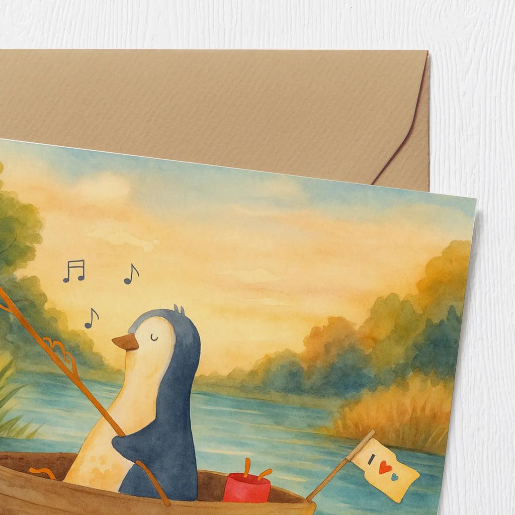 Deluxe Karte Pinguin Angelboot Design Karte, Grußkarte, Klappkarte, Einladungskarte, Glückwunschkarte, Hochzeitskarte, Geburtstagskarte, Hochwertige Grußkarte, Hochwertige Klappkarte, Pinguin, Pinguine, Angeln, Boot, Angelboot, Lebenslust, Leben, genießen, Motivation, Neustart, Neuanfang, Trennung, Scheidung, Geschenkidee Liebeskummer