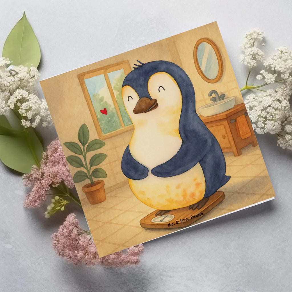 Deluxe Karte Pinguin Diät Design Karte, Grußkarte, Klappkarte, Einladungskarte, Glückwunschkarte, Hochzeitskarte, Geburtstagskarte, Hochwertige Grußkarte, Hochwertige Klappkarte, Pinguin, Pinguine, Diät, Abnehmen, Abspecken, Gewicht, Motivation, Selbstliebe, Körperliebe, Selbstrespekt