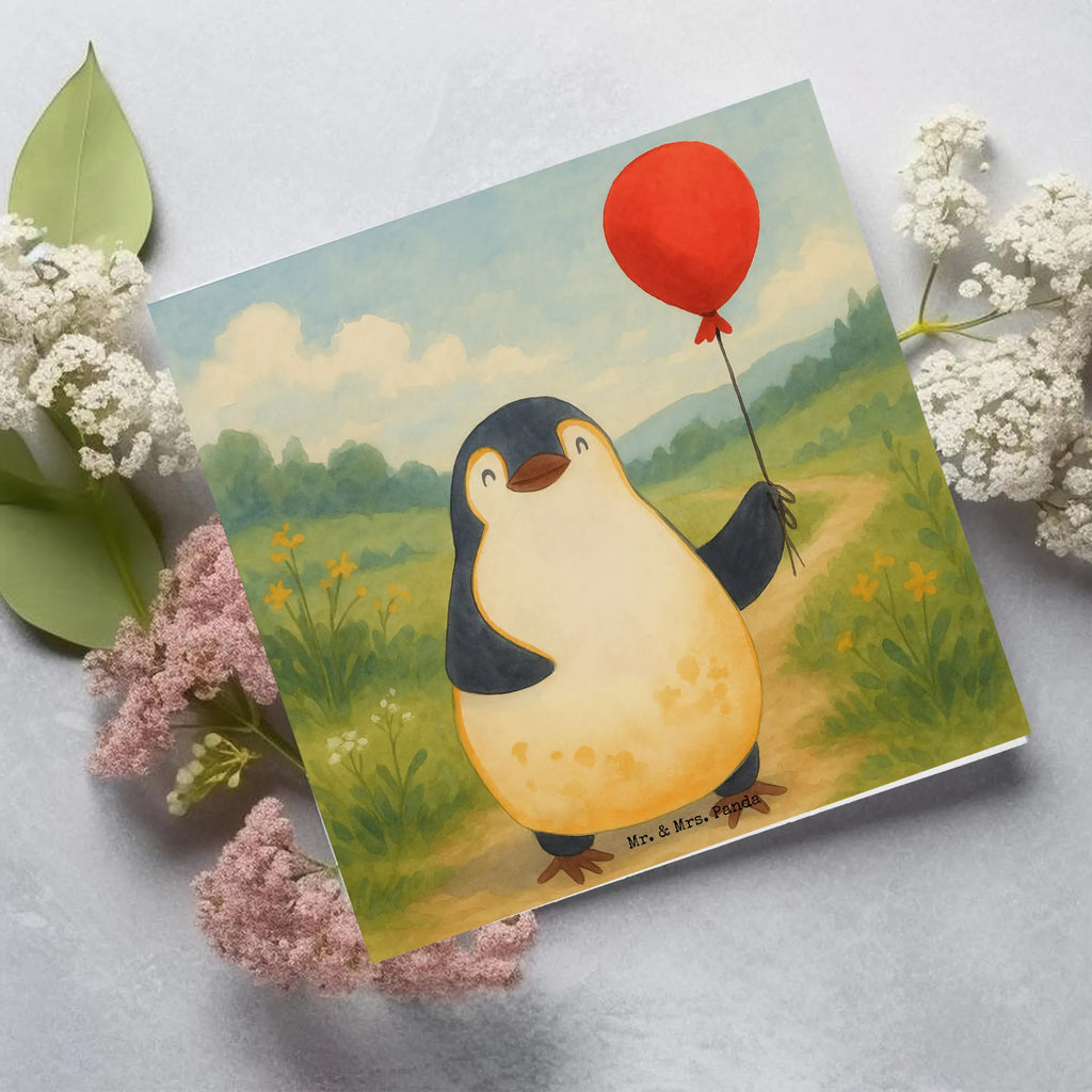 Deluxe Karte Pinguin Luftballon Design Karte, Grußkarte, Klappkarte, Einladungskarte, Glückwunschkarte, Hochzeitskarte, Geburtstagskarte, Hochwertige Grußkarte, Hochwertige Klappkarte, Pinguin, Pinguine, Luftballon, Tagträume, Lebenslust, Geschenk Freundin, Geschenkidee, beste Freundin, Motivation, Neustart, neues Leben, Liebe, Glück