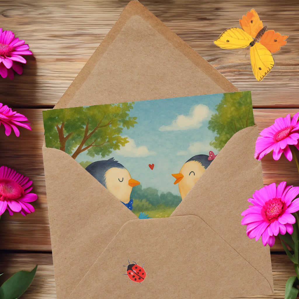 Deluxe Karte Pinguin Pärchen Design Karte, Grußkarte, Klappkarte, Einladungskarte, Glückwunschkarte, Hochzeitskarte, Geburtstagskarte, Hochwertige Grußkarte, Hochwertige Klappkarte, Pinguin, Pinguine, Liebe, Liebespaar, Liebesbeweis, Liebesgeschenk, Verlobung, Jahrestag, Hochzeitstag, Hochzeit, Hochzeitsgeschenk, große Liebe, Traumpaar