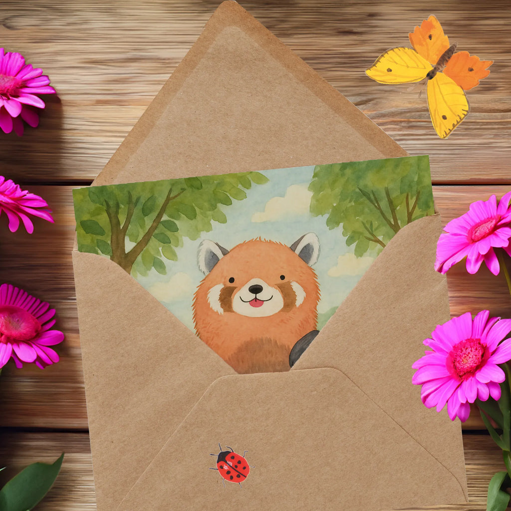 Deluxe Karte Roter Panda Design Karte, Grußkarte, Klappkarte, Einladungskarte, Glückwunschkarte, Hochzeitskarte, Geburtstagskarte, Hochwertige Grußkarte, Hochwertige Klappkarte, Tiermotive, Gute Laune, lustige Sprüche, Tiere, Panda, Liebe, Rot, Herz, Liebling, Lieblingsmensch