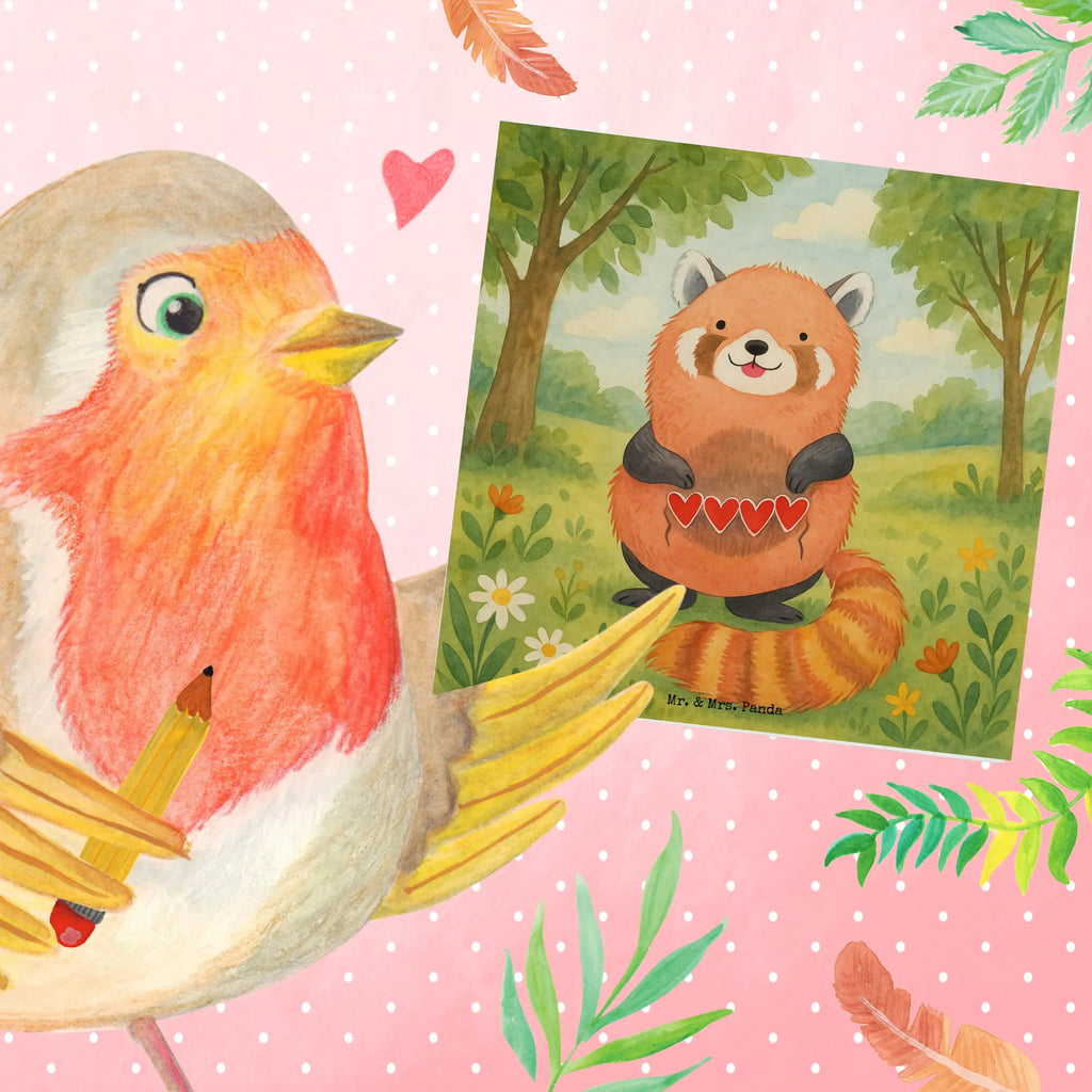 Deluxe Karte Roter Panda Design Karte, Grußkarte, Klappkarte, Einladungskarte, Glückwunschkarte, Hochzeitskarte, Geburtstagskarte, Hochwertige Grußkarte, Hochwertige Klappkarte, Tiermotive, Gute Laune, lustige Sprüche, Tiere, Panda, Liebe, Rot, Herz, Liebling, Lieblingsmensch