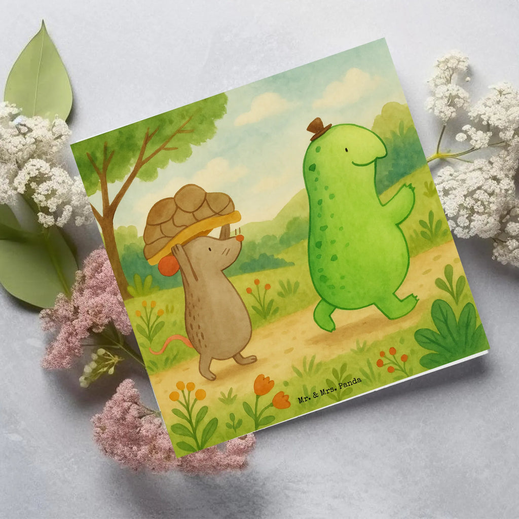 Deluxe Karte Schildkröte Maus Design Karte, Grußkarte, Klappkarte, Einladungskarte, Glückwunschkarte, Hochzeitskarte, Geburtstagskarte, Hochwertige Grußkarte, Hochwertige Klappkarte, Schildkröte, Maus, Freunde, Freundinnen, beste Freunde, beste Freundinnen