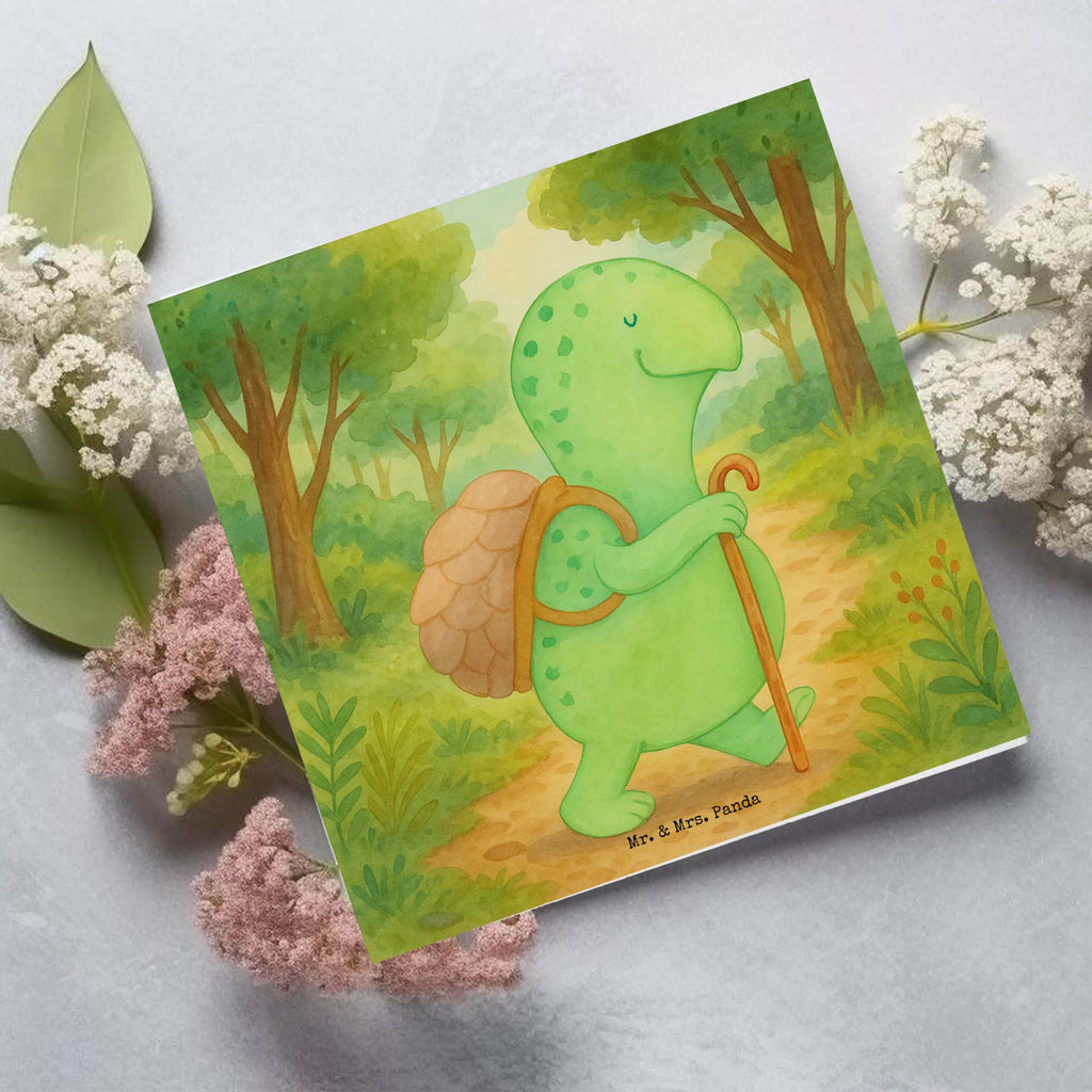 Deluxe Karte Schildkröte Wanderer Design Karte, Grußkarte, Klappkarte, Einladungskarte, Glückwunschkarte, Hochzeitskarte, Geburtstagskarte, Hochwertige Grußkarte, Hochwertige Klappkarte, Schildkröte, Schildkröten, Motivation, Motivationsspruch, Motivationssprüche, Neuanfang