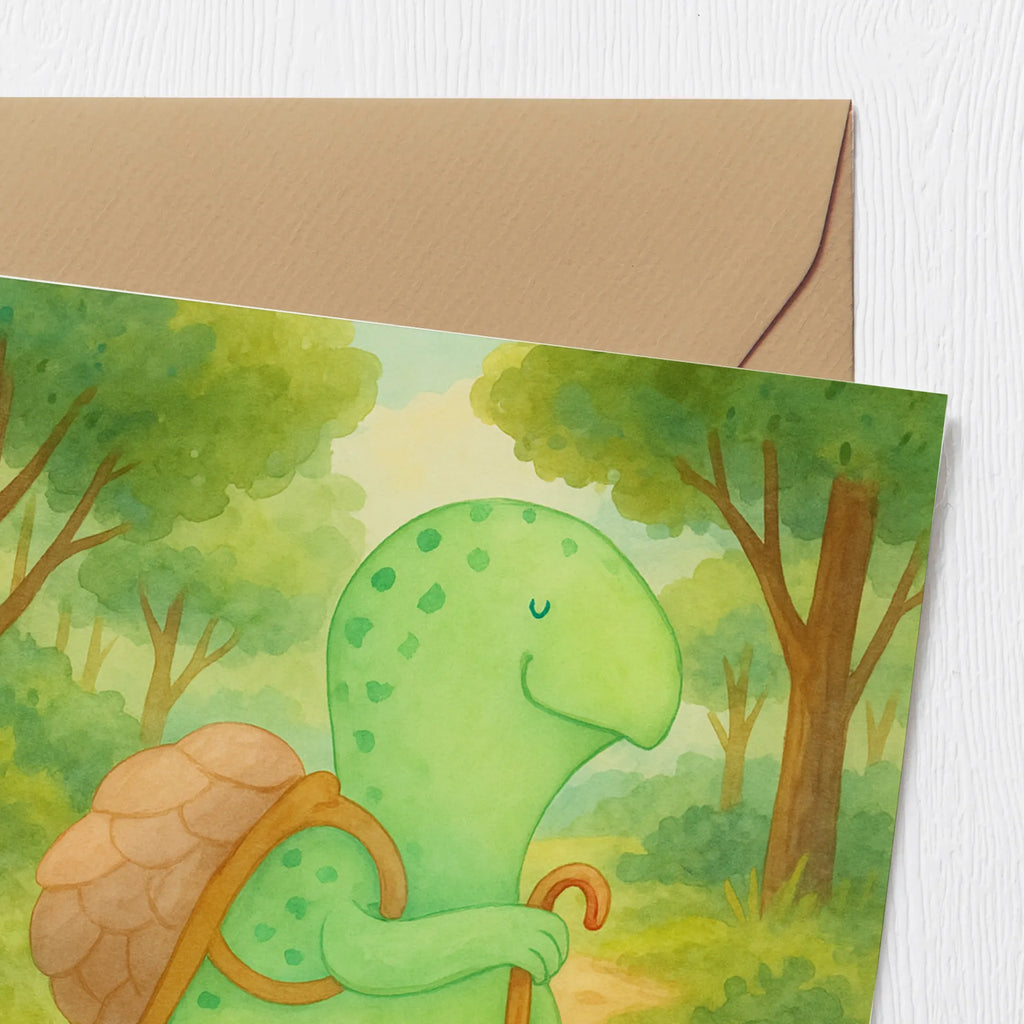 Deluxe Karte Schildkröte Wanderer Design Karte, Grußkarte, Klappkarte, Einladungskarte, Glückwunschkarte, Hochzeitskarte, Geburtstagskarte, Hochwertige Grußkarte, Hochwertige Klappkarte, Schildkröte, Schildkröten, Motivation, Motivationsspruch, Motivationssprüche, Neuanfang
