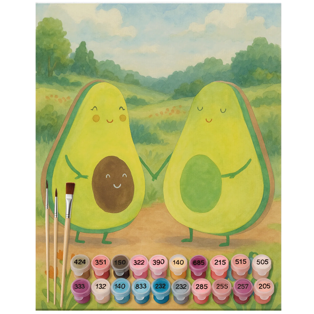Paint by Numbers avocado pair Design Kreativität, Malen, Bastelidee, DIY, Baseln, Ausmalbild, Kunstwerk, Künstler, Malen nach Zahlen, Avocado, Veggie, Vegan, Gesund, Liebe, Babyparty, Babyshower, Schwangerschaft, Geburt, Hochzeit, Avocados, Kinder, Avocuddle, Familie