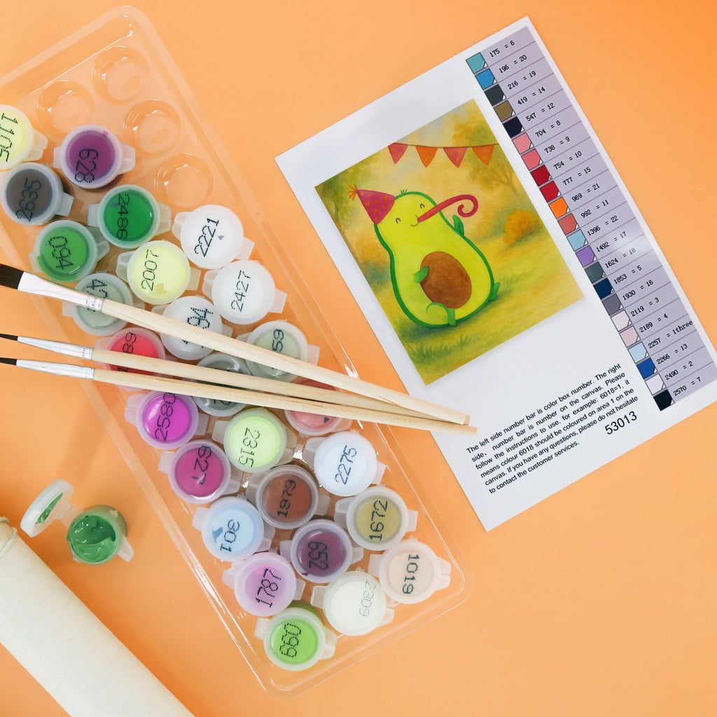 Paint by Numbers avocado Birthday Design avocado, vegetables