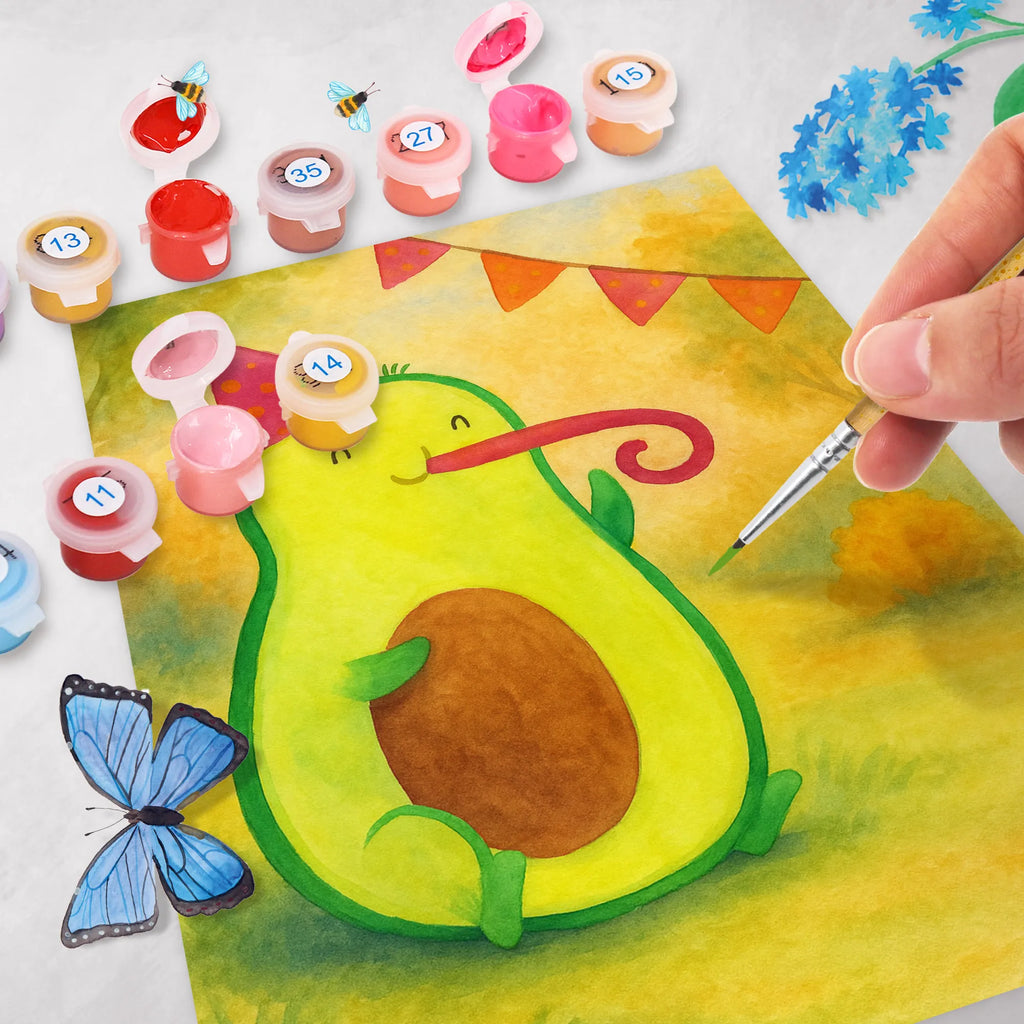Paint by Numbers avocado Birthday Design avocado, vegetables