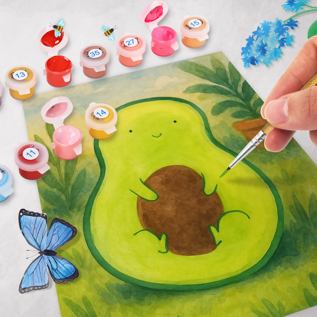 Paint by Numbers avocado core Design Malen nach Zahlen, Bastelidee, Künstler, Malen, Kunstwerk, Baseln, DIY, Ausmalbild, Kreativität, Avocado, Veggie, Vegan, Gesund, Spruch Leben, Kern, Avocadokern, Pflanze, Avokado