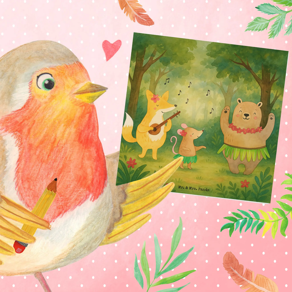 Deluxe Karte Waldtiere Aloha Design Karte, Grußkarte, Klappkarte, Einladungskarte, Glückwunschkarte, Hochzeitskarte, Geburtstagskarte, Hochwertige Grußkarte, Hochwertige Klappkarte, Tiermotive, Gute Laune, lustige Sprüche, Tiere, Wald, Waldtiere, Musik, Aloha, Bär, Hase, Igel, Tanzen, Leben, Lachen